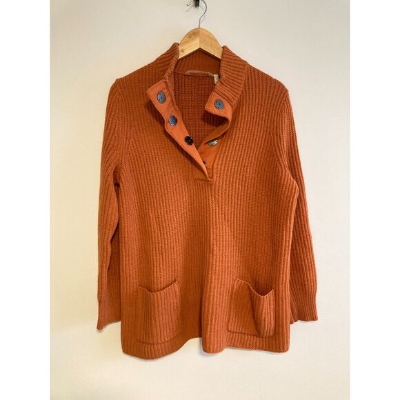 Women's Soft Surroundings Quarter Button Top | Highland Sweater PETITE L… - Picture 2 of 4